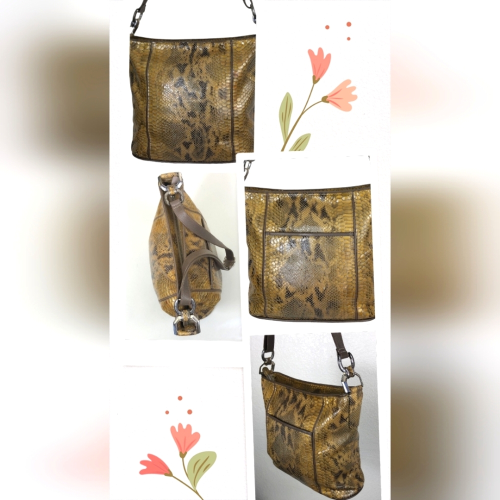 Brighton Leather Python Embossed Crossbody Bag